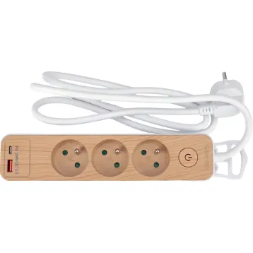 PRZEDŁUŻACZ Z USB LISTWA ZASILAJĄCA 3 GNIAZDA Z/U 1,4M IMITACJA DREWNA PRZEDŁUŻACZ Z USB LISTWA ZASILAJĄCA 3 GNIAZDA Z/U 1,4M IMITACJA DREWNA