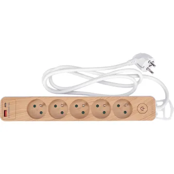 PRZEDŁUŻACZ Z USB LISTWA ZASILAJĄCA 5 GNIAZD Z/U 1,4M IMITACJA DREWNA PRZEDŁUŻACZ Z USB LISTWA ZASILAJĄCA 5 GNIAZD Z/U 1,4M IMITACJA DREWNA
