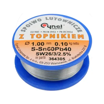 ПРИПІЙ ДЛЯ ПАЙКИ SN60PB40 1,0/100 ПРИПІЙ ДЛЯ ПАЙКИ SN60PB40 1,0/100
