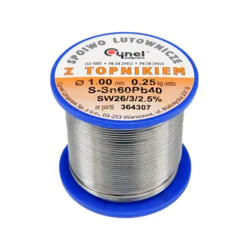 ПРИПІЙ ДЛЯ ПАЙКИ SN60PB40 1,0/250 ПРИПІЙ ДЛЯ ПАЙКИ SN60PB40 1,0/250