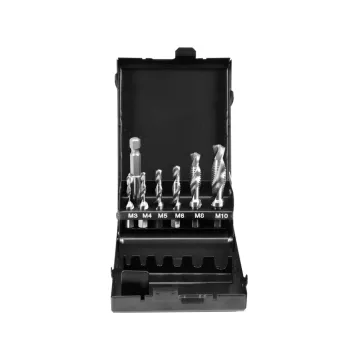 НАБІР СВЕРДЕЛ-МІТЧИКІВ M3-M10 7 ШТ. HEX HEX НАБІР СВЕРДЕЛ-МІТЧИКІВ M3-M10 7 ШТ. HEX HEX